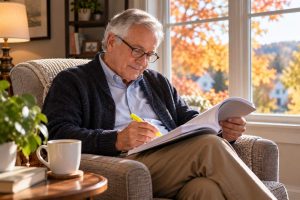 Man highlighting his 2027 Medicare Annual Notice of Change at home